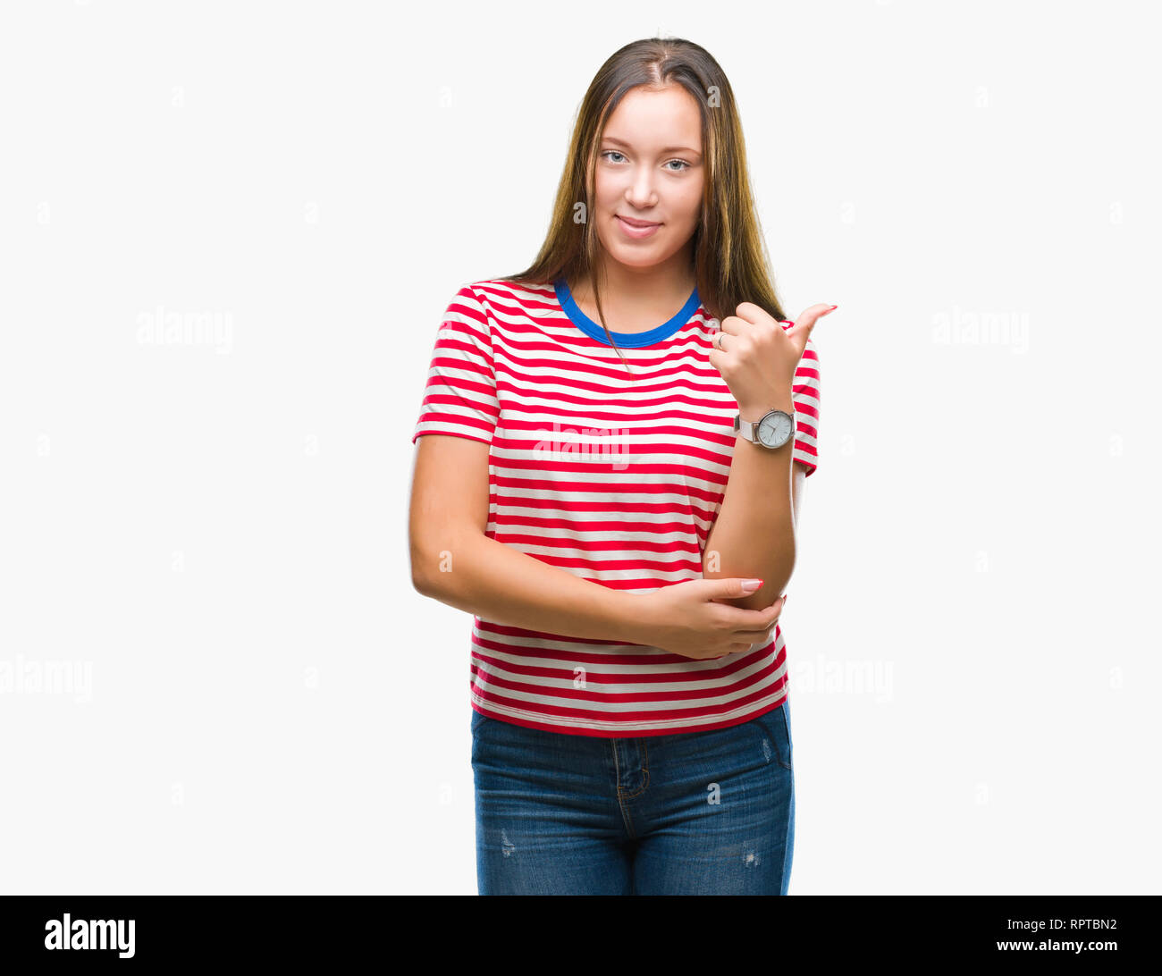 Young caucasian beautiful woman over isolated background smiling with ...