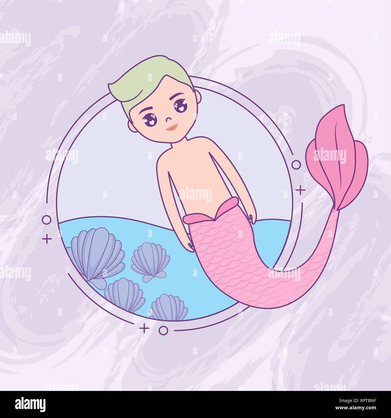 mermaid male in frame circular vector illustration design Stock Vector  Image & Art - Alamy