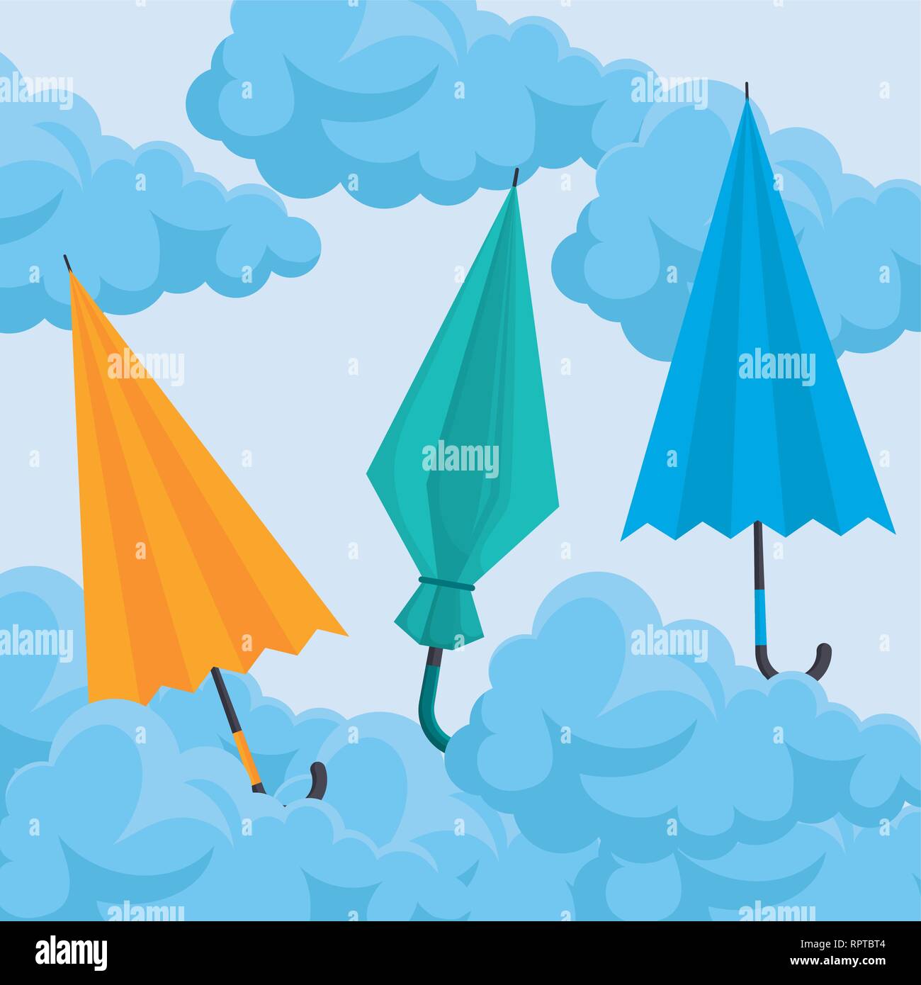 set of umbrellas in the sky vector illustration design Stock Vector ...