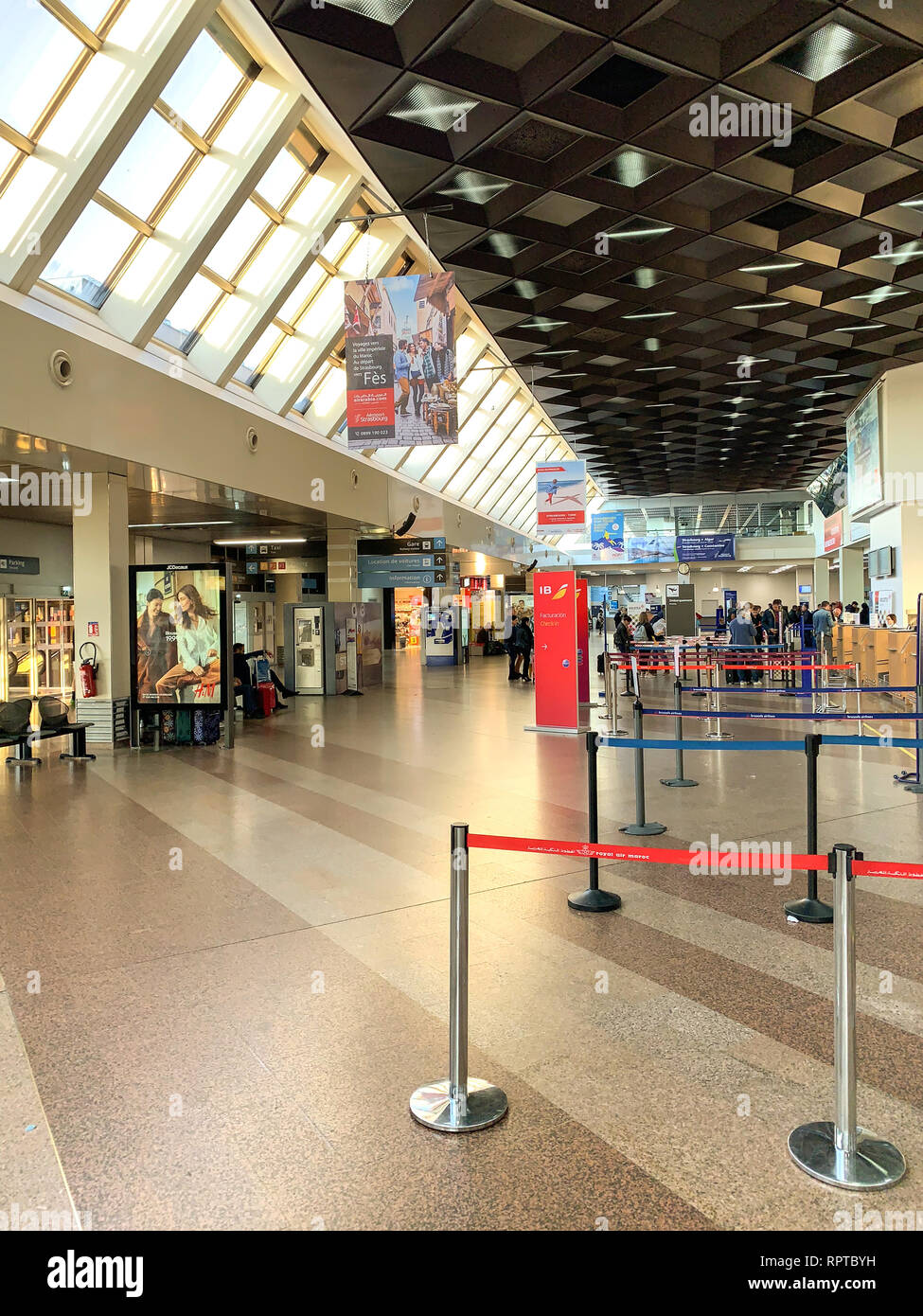 STRASBOURG, FRANCE - OCT 21, 2018: Wide lens vertical shot over Strasbourg  Airport with commuters and entrance to gates Stock Photo - Alamy