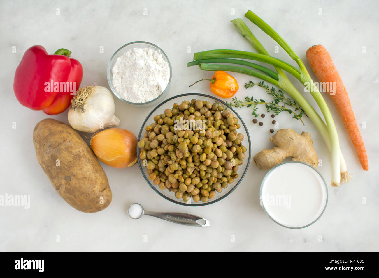 Vegan Gungo Pea Soup with Spinners Ingredients Stock Photo Alamy