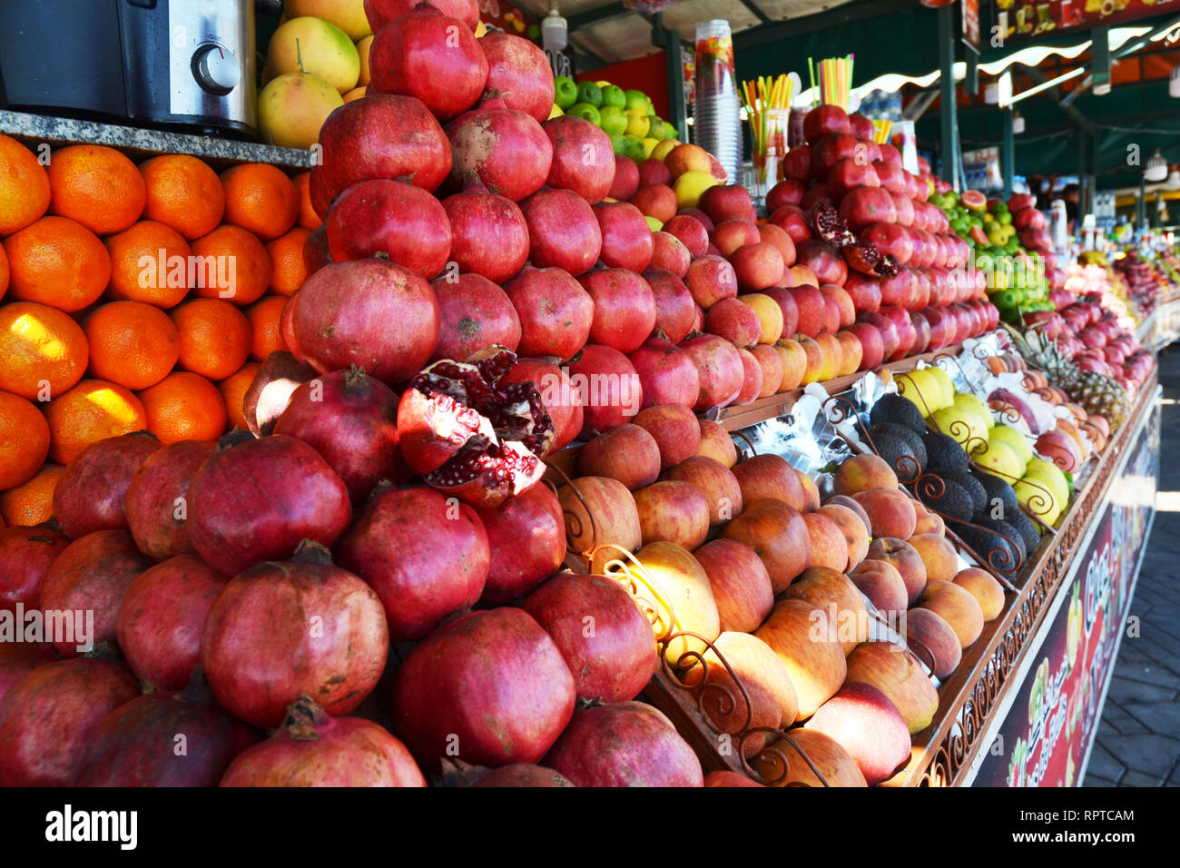 Fruit Juice Stall At Jemaa ElFna Square Stock Photo Alamy