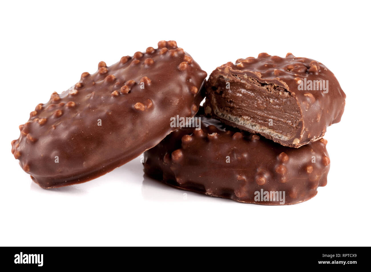 chocolate candy with cream filling isolated on white background Stock