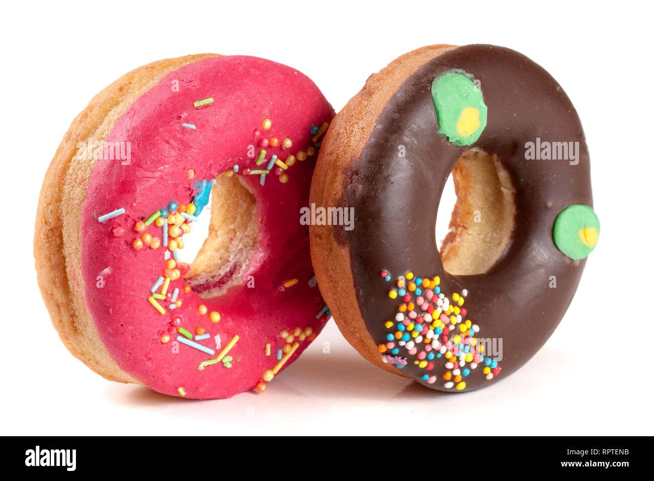 two glazed donut isolated on white background Stock Photo - Alamy