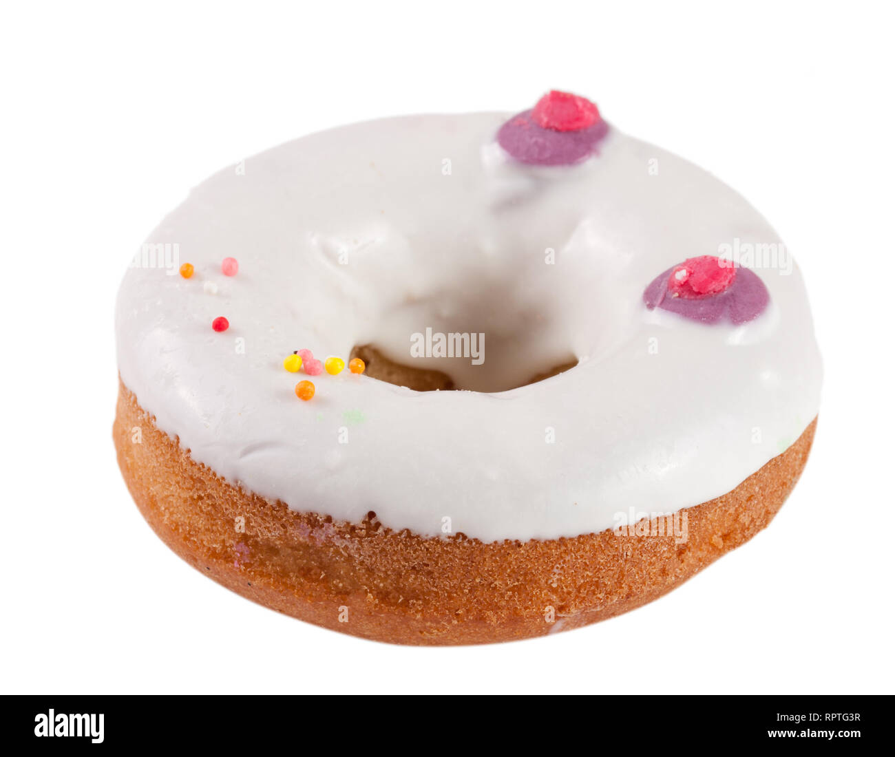 one glazed donut isolated on white background Stock Photo - Alamy