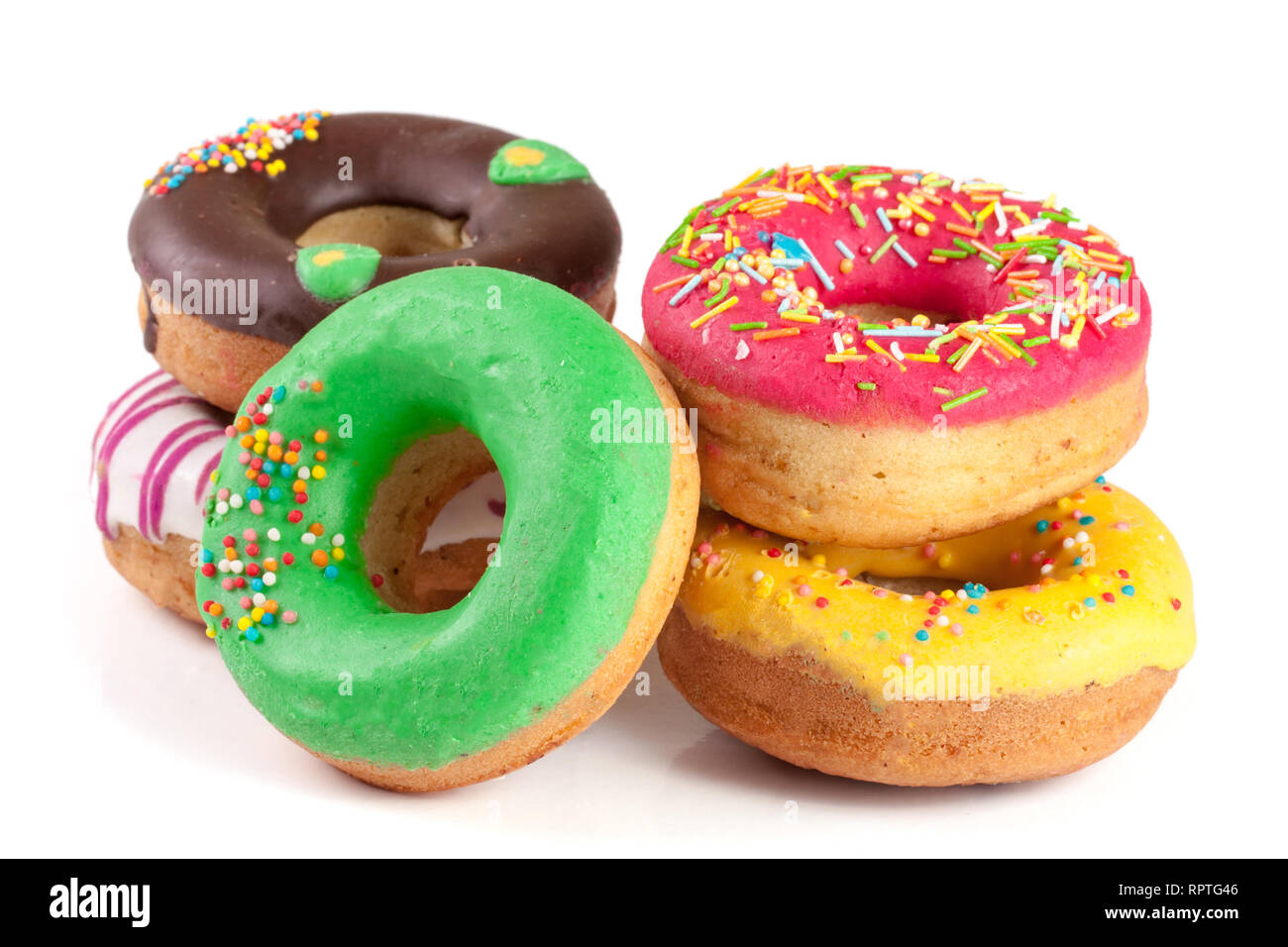 pile of glazed donuts isolated on white background Stock Photo - Alamy