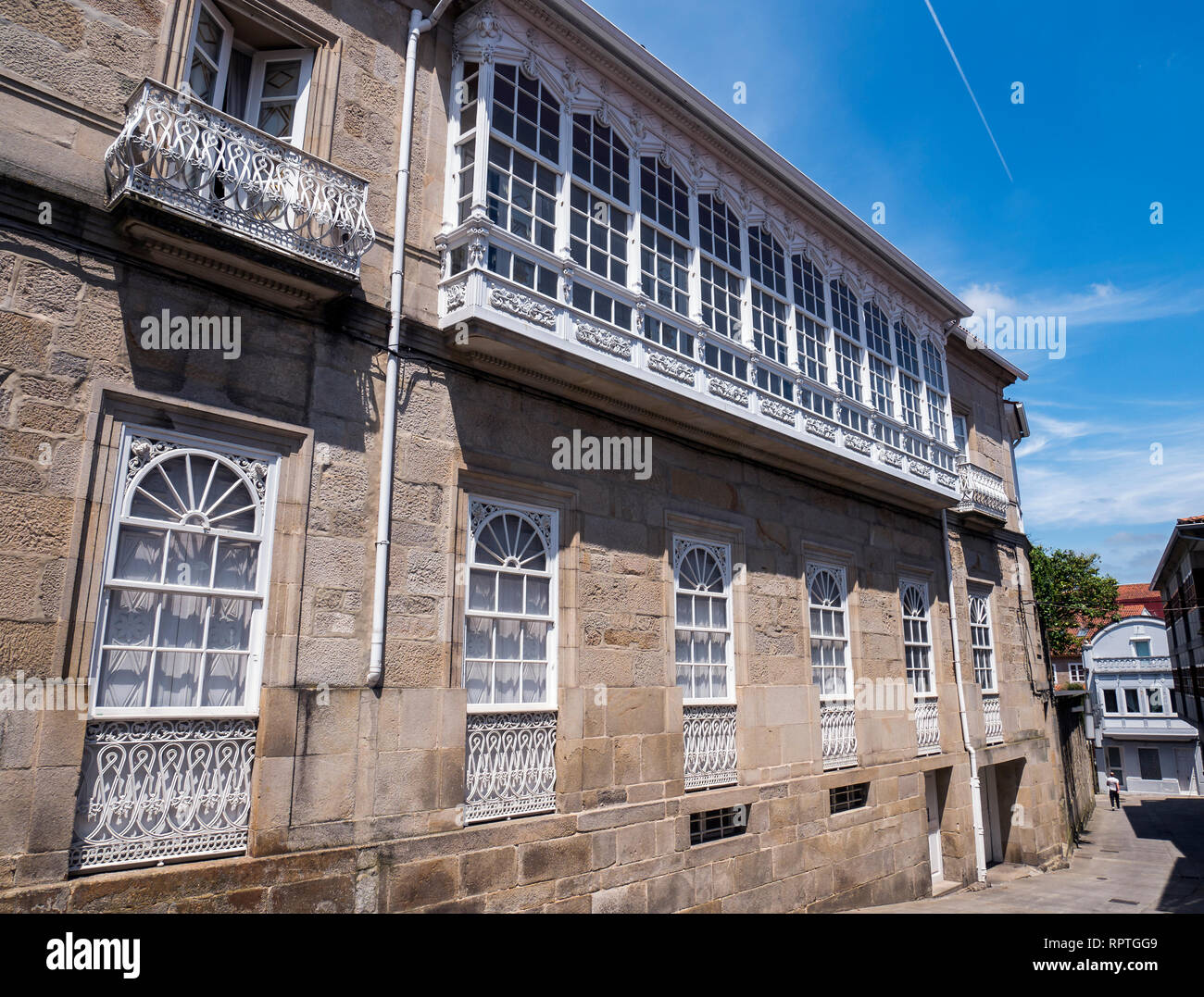 Galerías típicas de la arquitectura popular. Pontevedra. Galicia. España Stock Photo