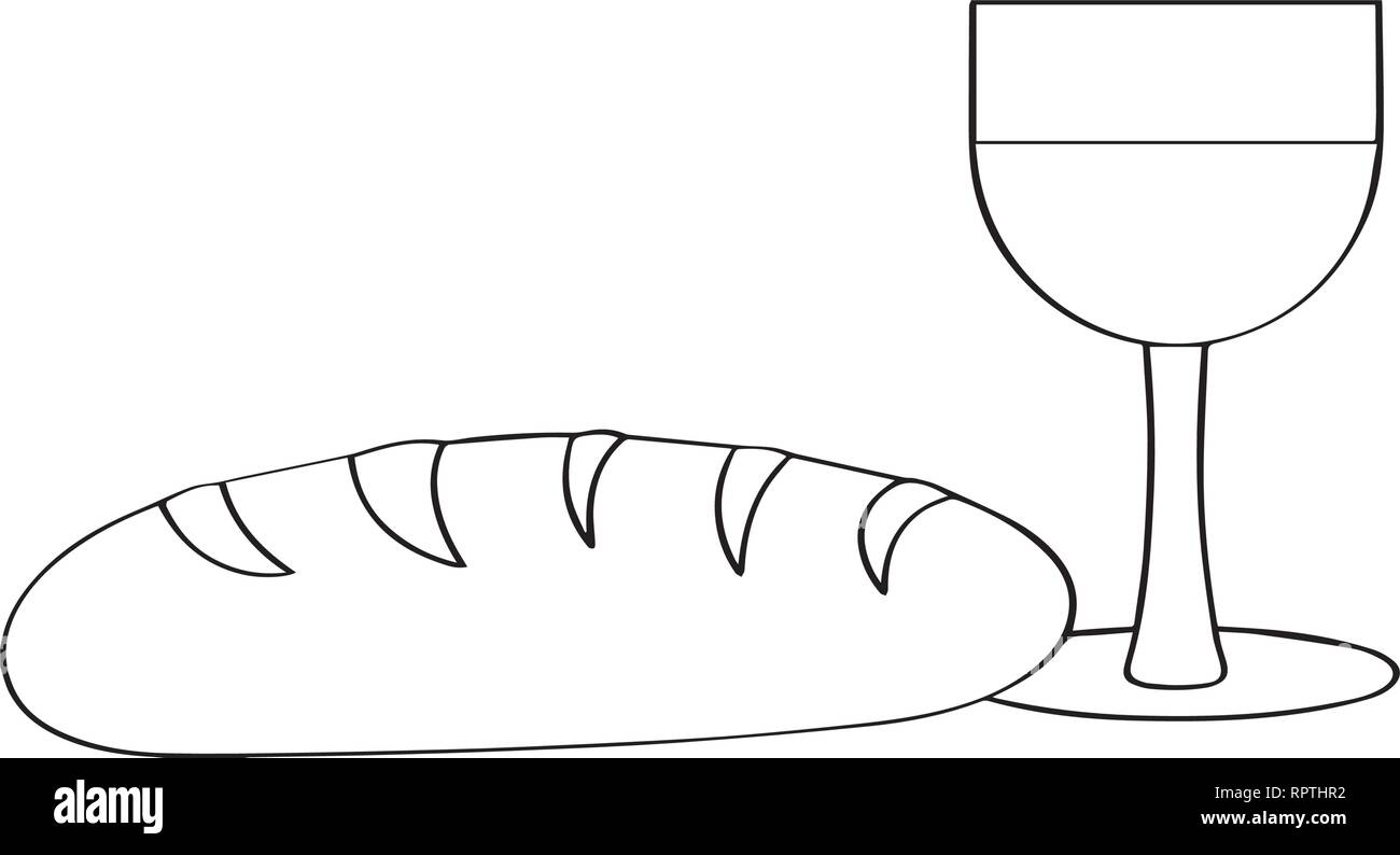 Outline of a bread and wine Stock Vector Image & Art Alamy