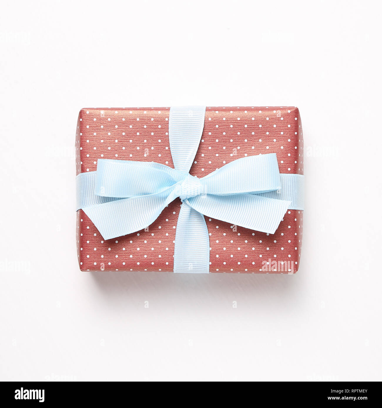 Red dot pattern gift box isolated on white background Stock Photo
