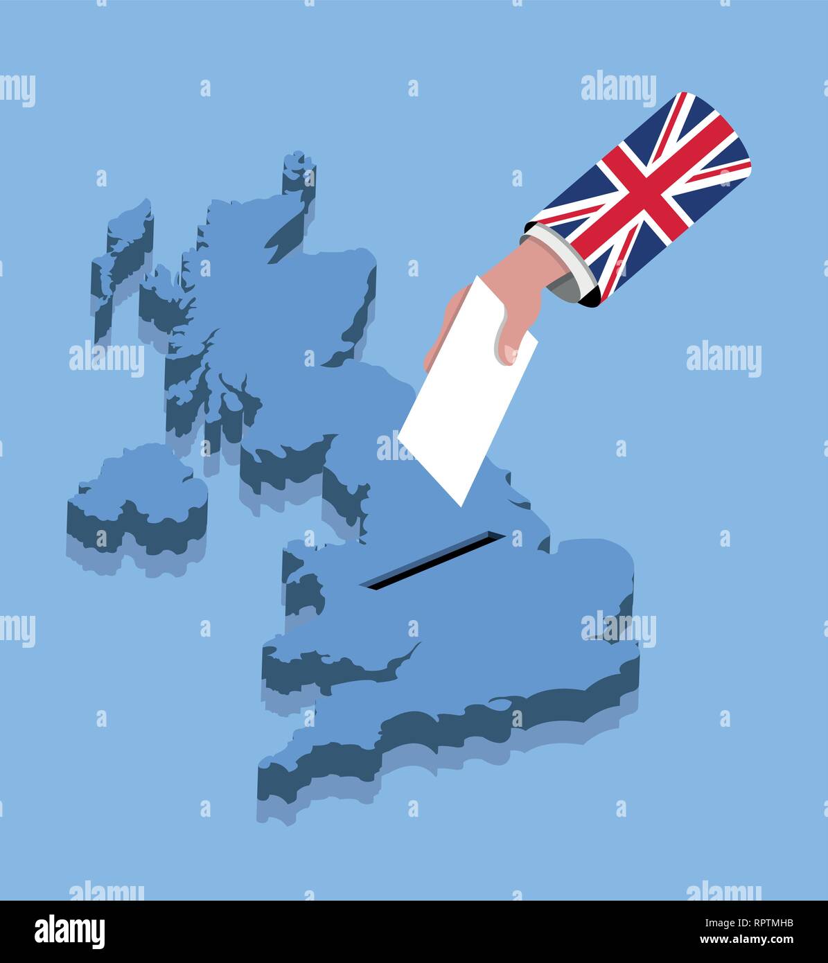 Vote For British Election Over A United Kingdom Map. All The Objects ...