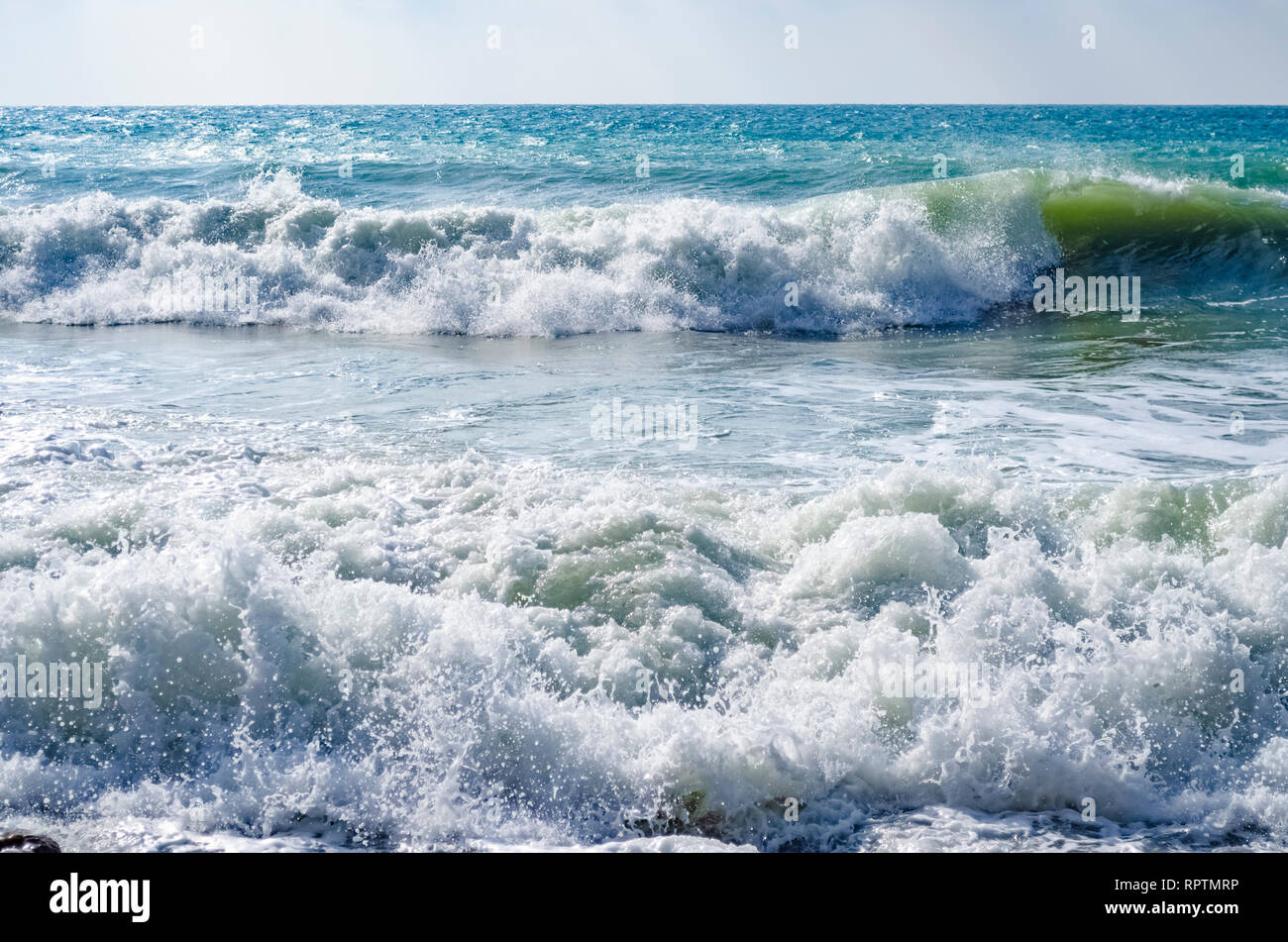 Splashing wave on the Black sea in the day Stock Photo - Alamy