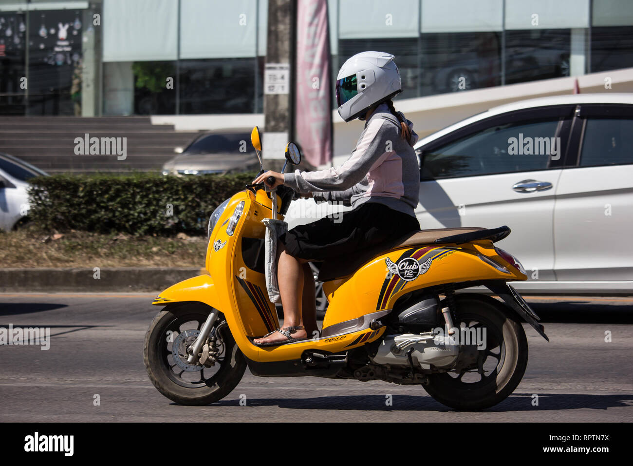 Chiangmai, Thailand - February 4 2019: Private Honda Automatic Scooter  Scoopy i Motorcycle. On road no.1001, 8 km from Chiangmai Business Area  Stock Photo - Alamy