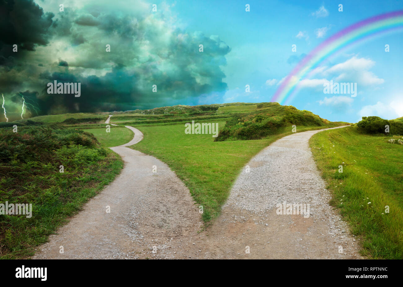 fork in the road concept image Stock Photo