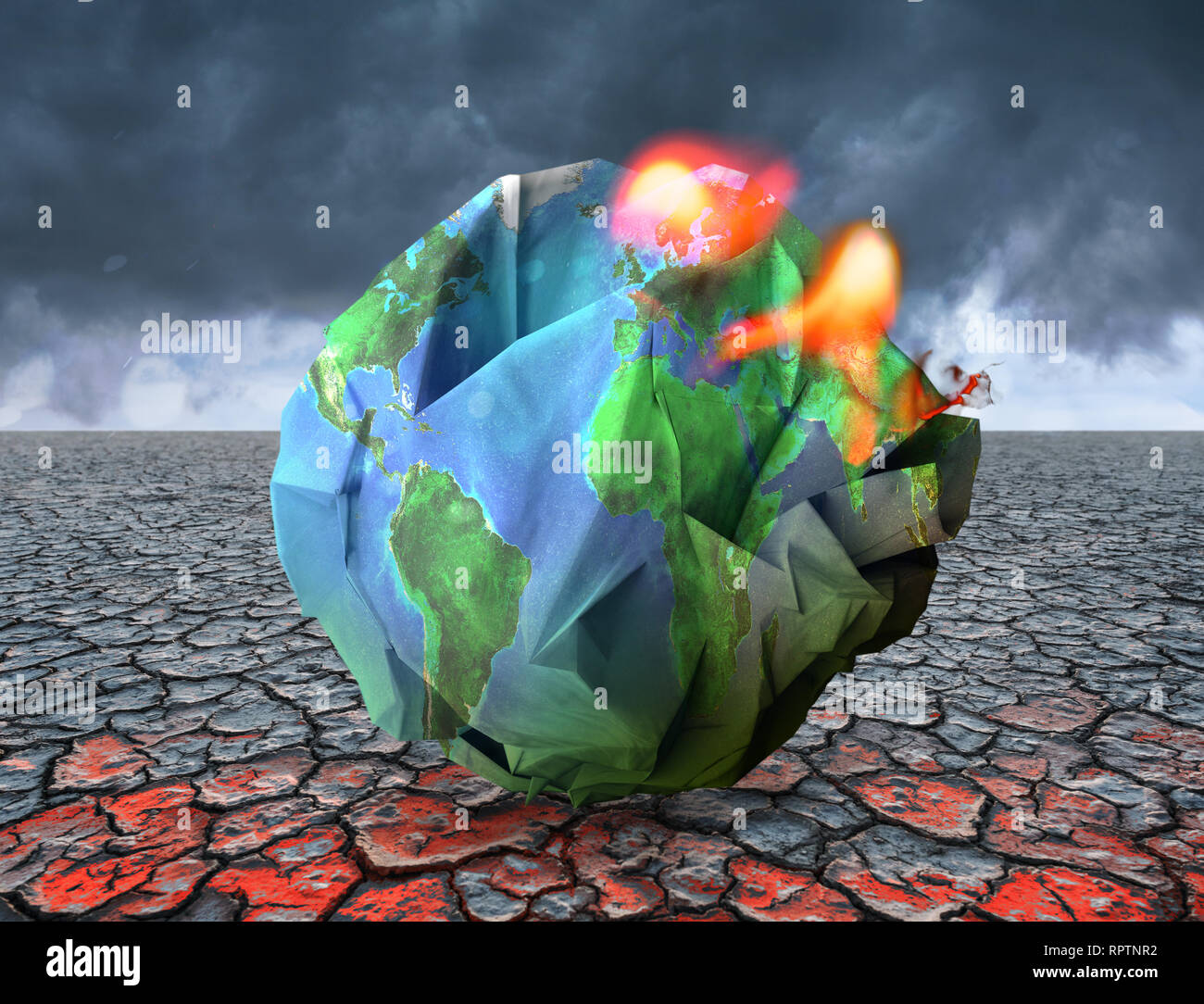 Global warming concept 3D illustration.  Elements of this image furnished by NASA. Stock Photo