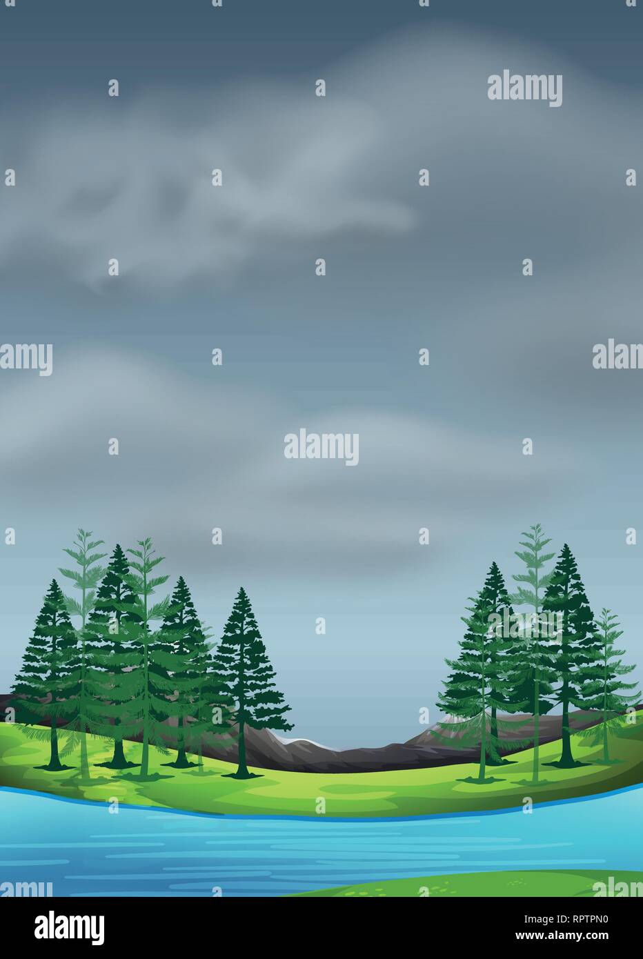 Cloudy sky in nature landscape illustration Stock Vector Image & Art ...