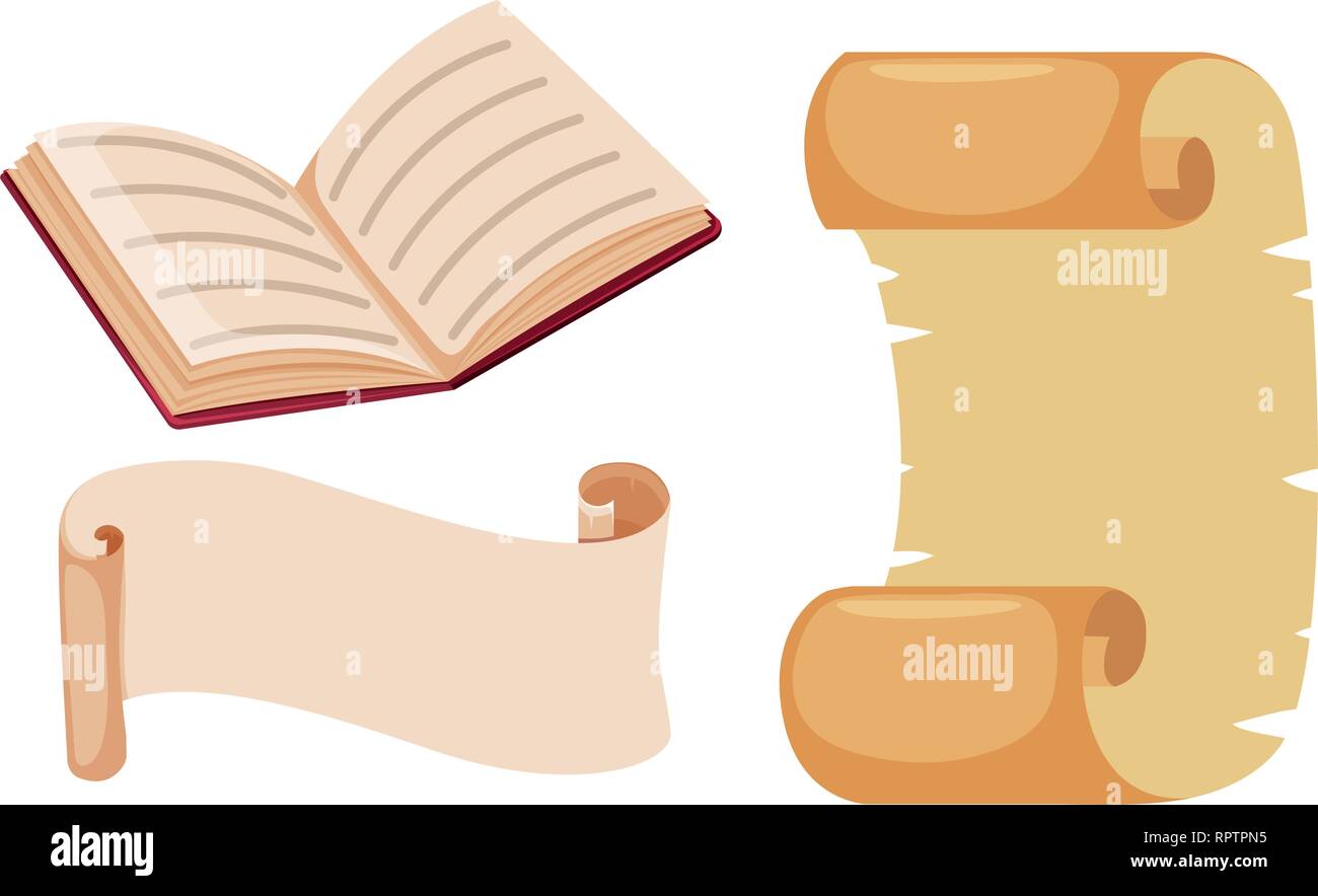 Set of paper scrolls illustration Stock Vector