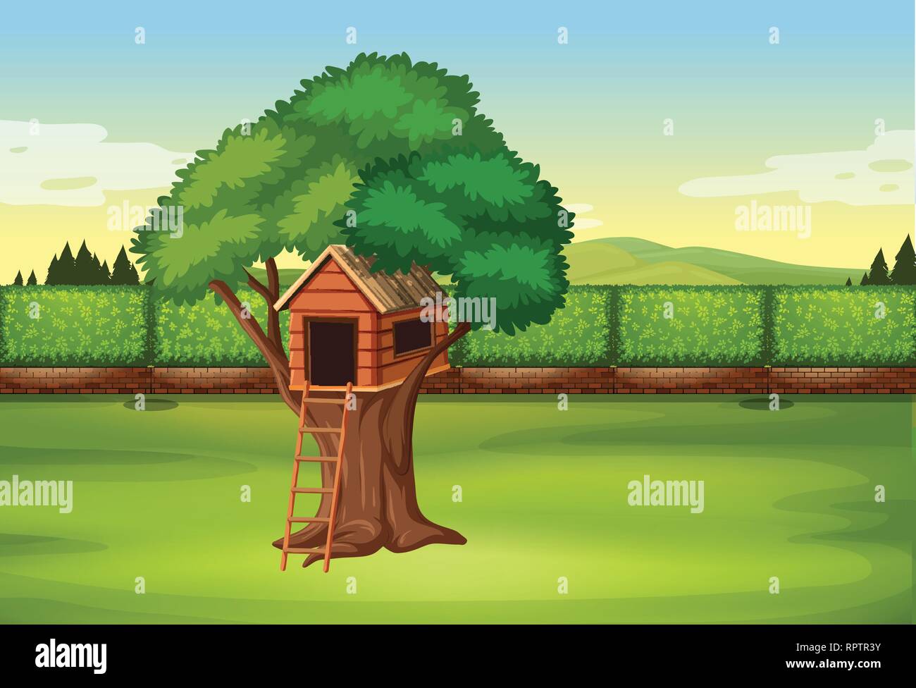 Treehouse in park scene illustration Stock Vector Image & Art - Alamy