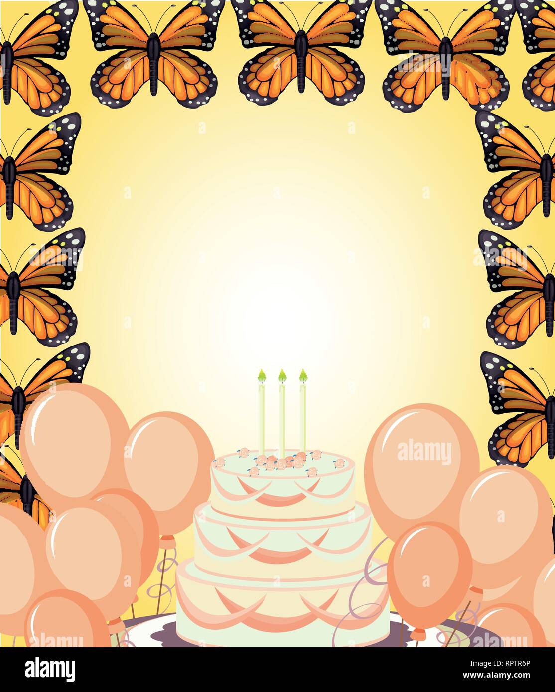 Birthday card with butterflys illustration Stock Vector Image &amp; Art - Alamy
