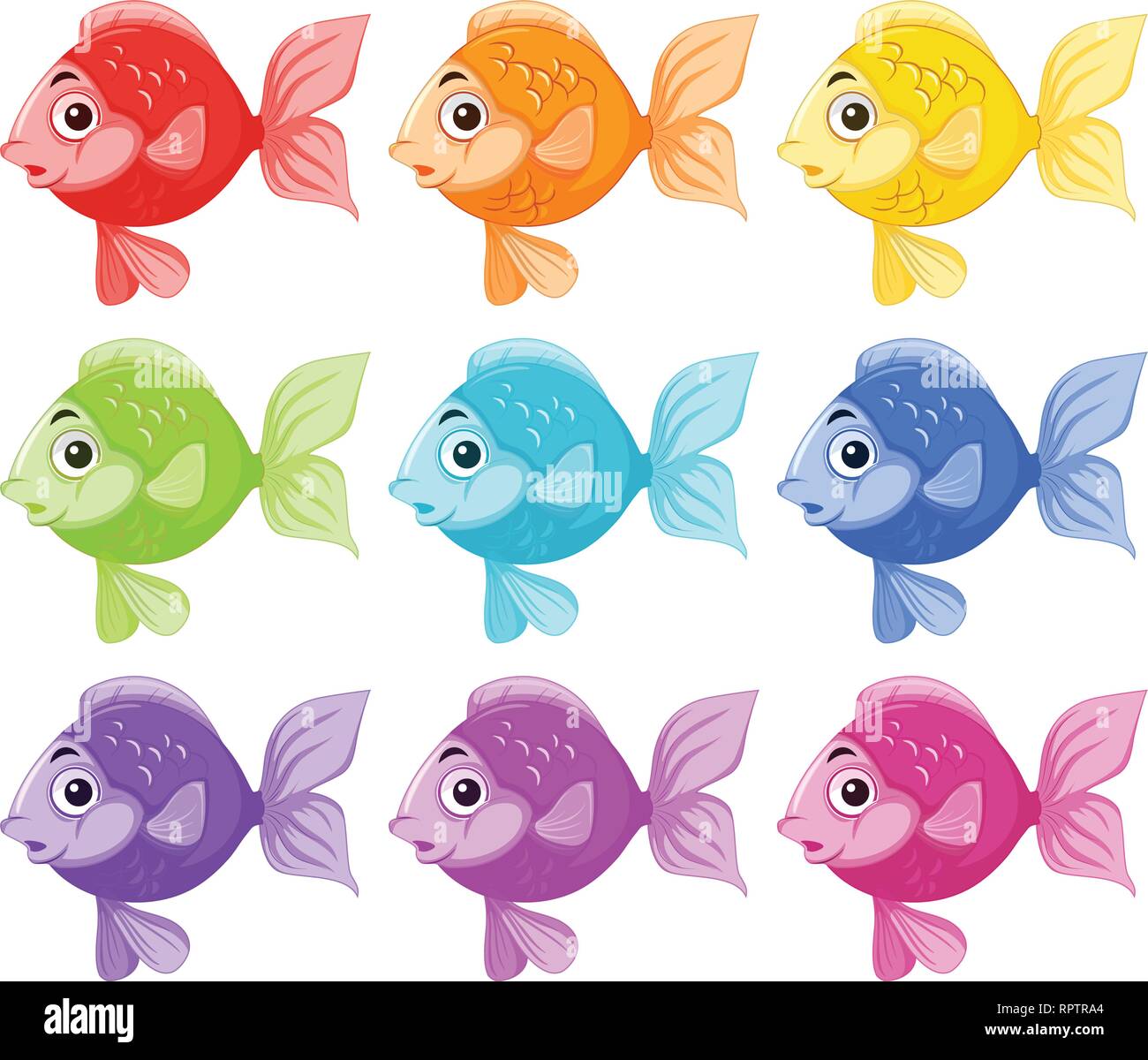 Set of colorful fish illustration Stock Vector