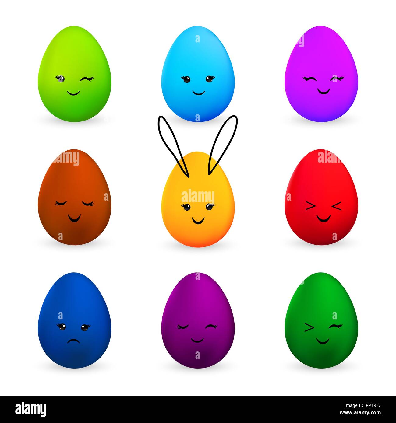 Set of cute colorful Easter eggs. Vector illustration Stock Vector
