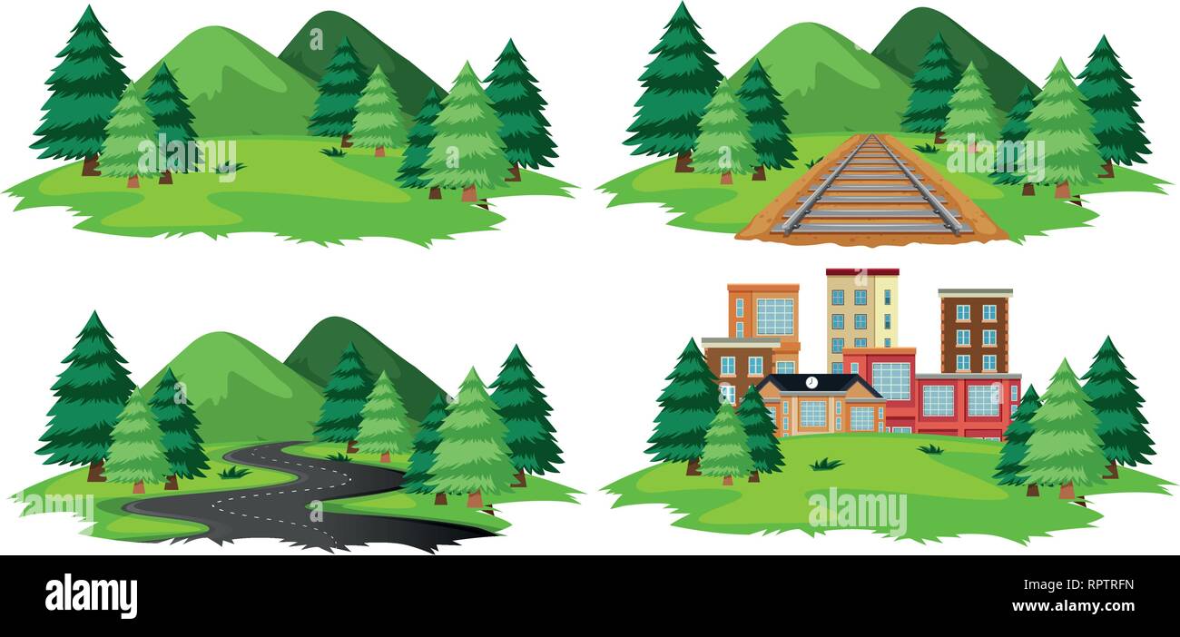 Set of isolated nature landscape illustration Stock Vector Image & Art ...