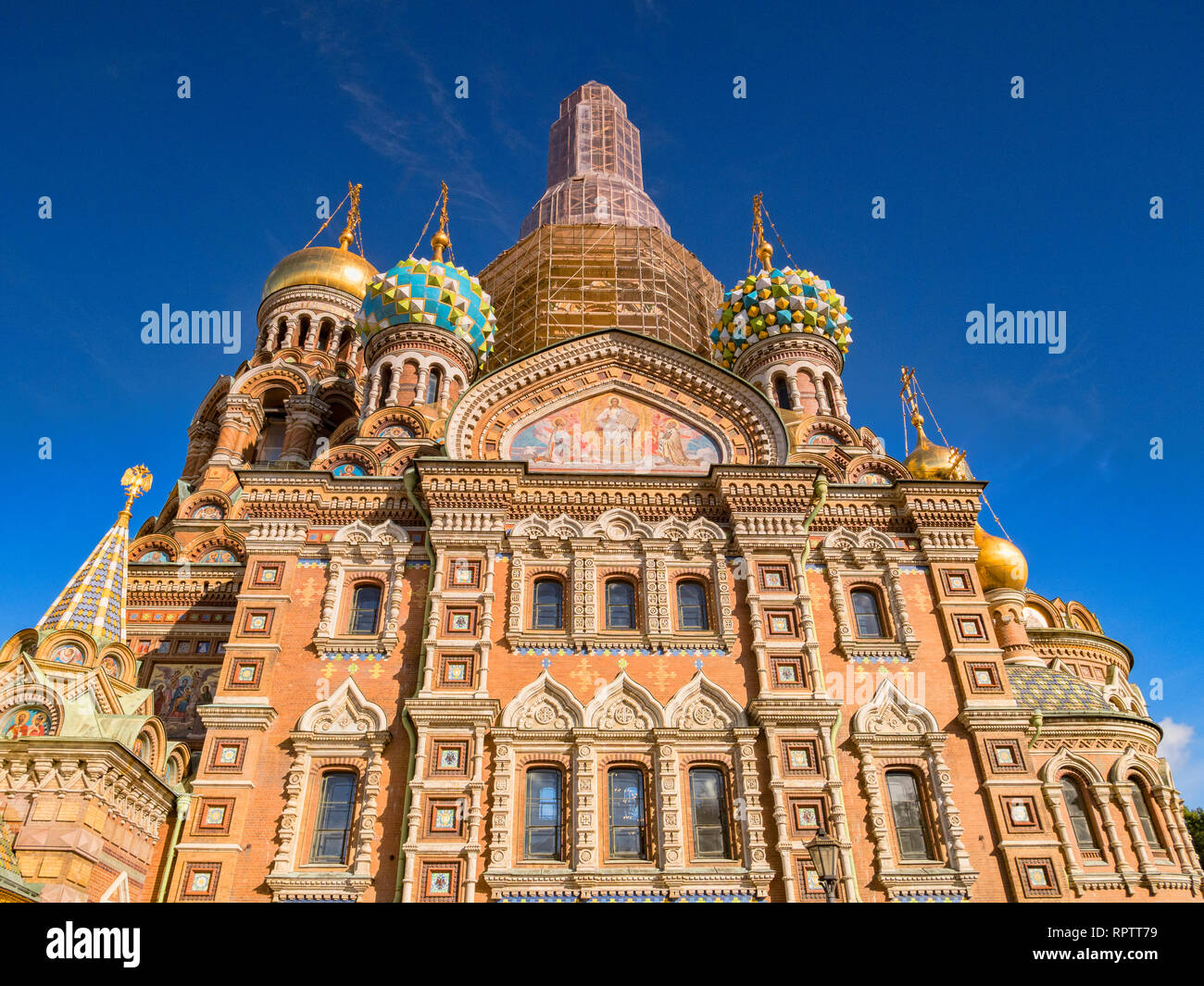 18 September 2018: St Petersburg, Russia - Church of the Saviour on Spilled Blood, so called because it was erected on the spot where Tsar Alexander I Stock Photo