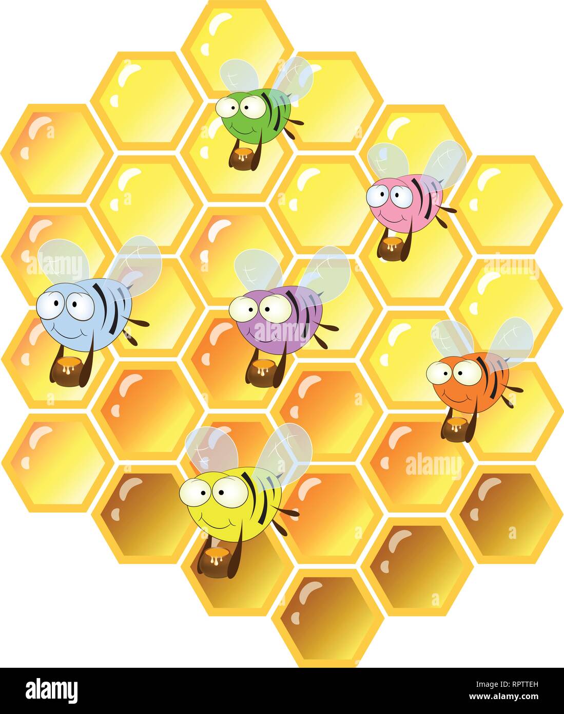 bees and honeycombs vector illustration Stock Vector