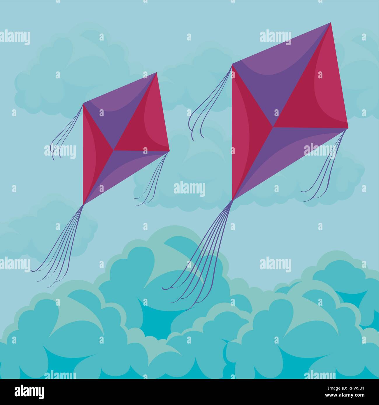 kites flying in the sky animated