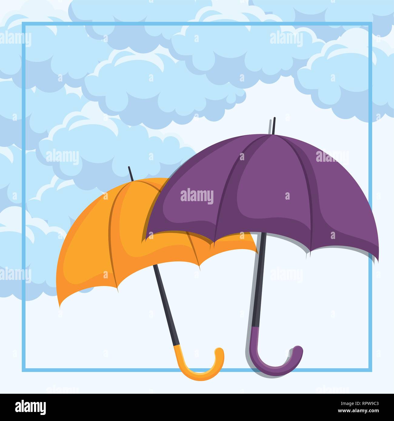 set of umbrellas in the sky vector illustration design Stock Vector ...