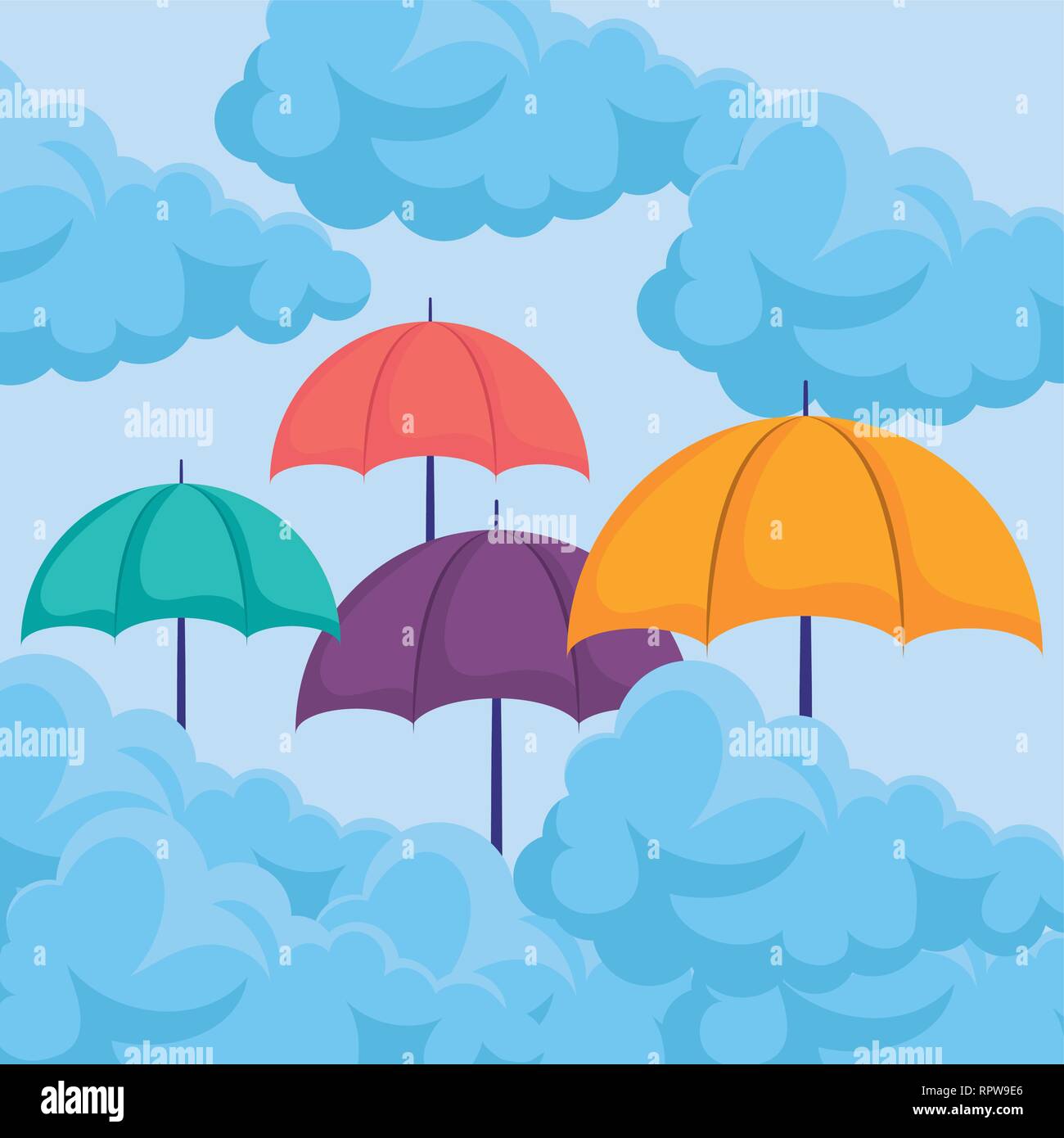 set of umbrellas in the sky vector illustration design Stock Vector ...
