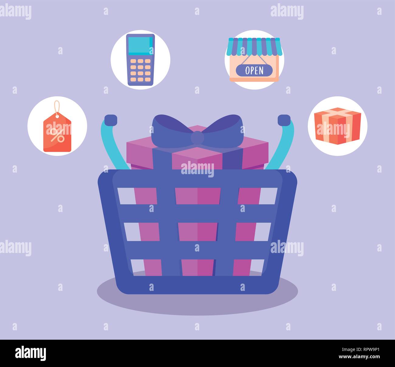 shopping basket and set icons vector illustration design Stock Vector ...