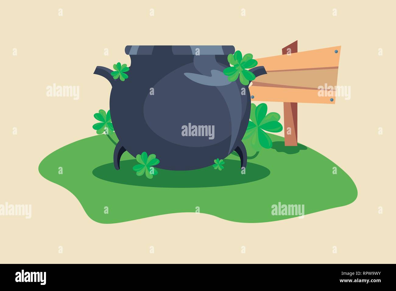 happy st patricks day cauldron clovers vector illustration Stock Vector ...