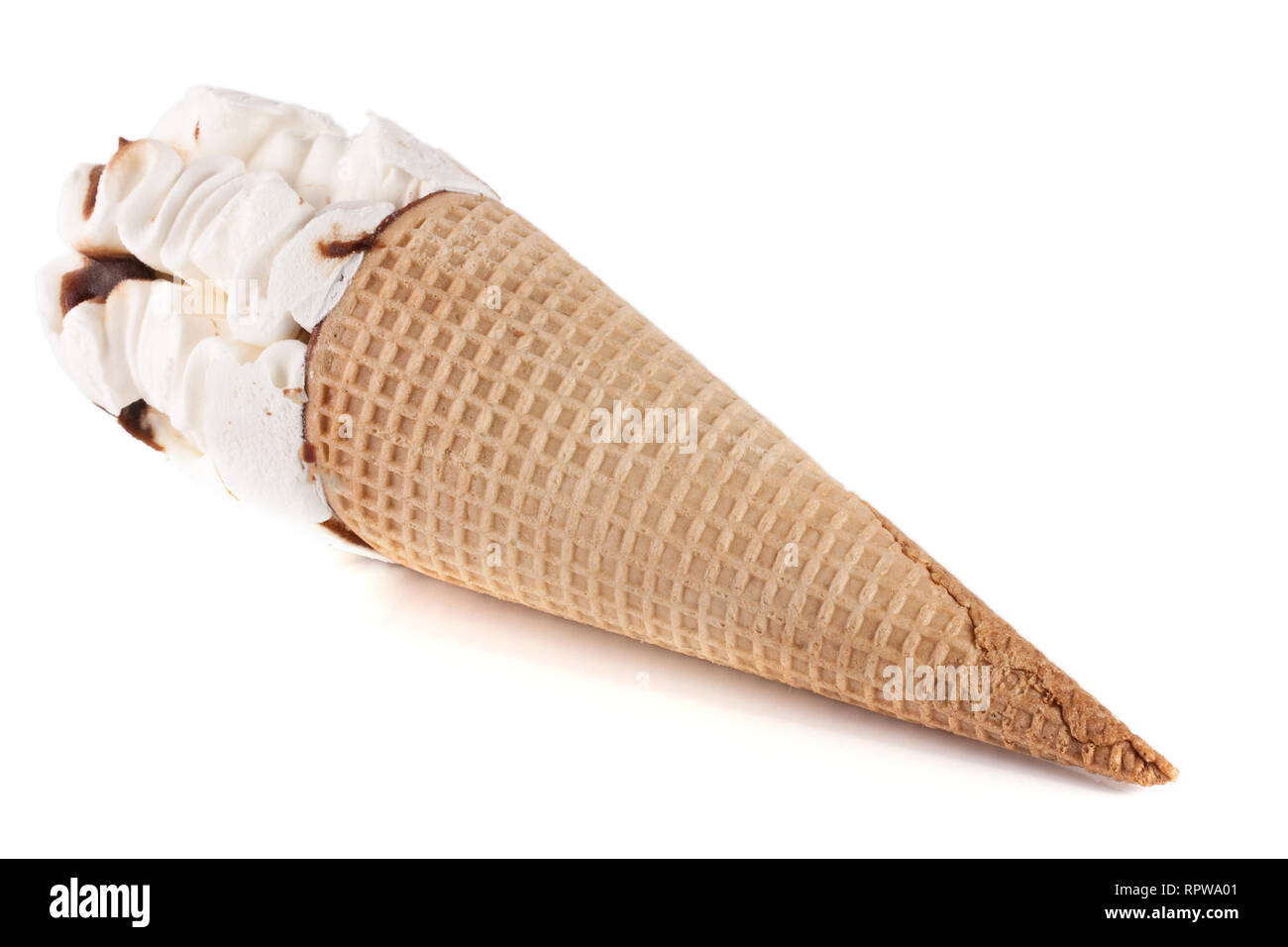 Ice cream cone with caramel isolated on white background Stock Photo ...