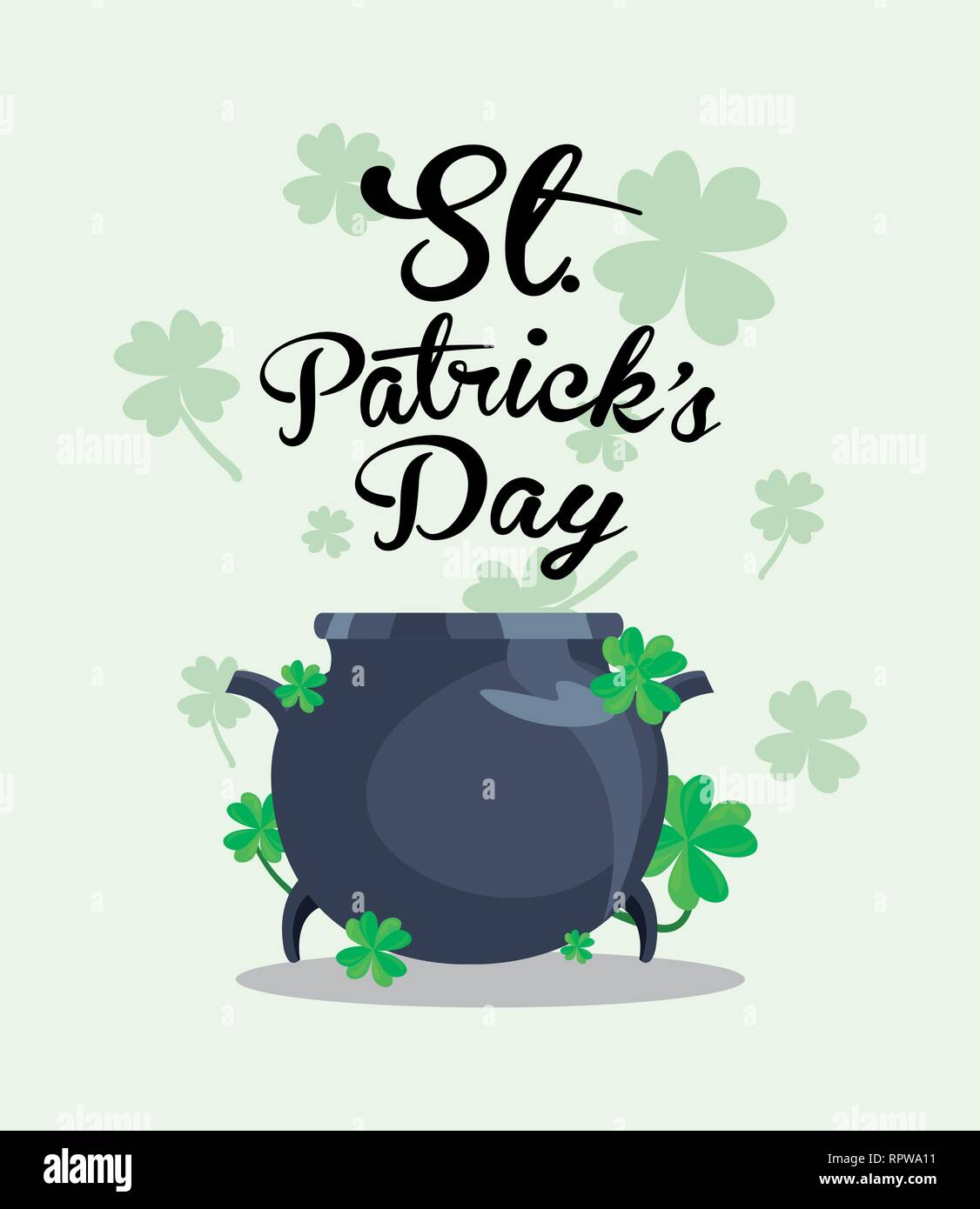 happy st patricks day cauldron clovers vector illustration Stock Vector ...