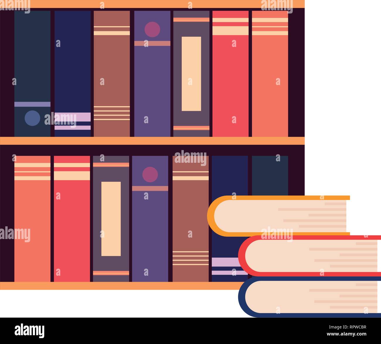 Bookshelf Books Online Education School Vector Illustration Stock