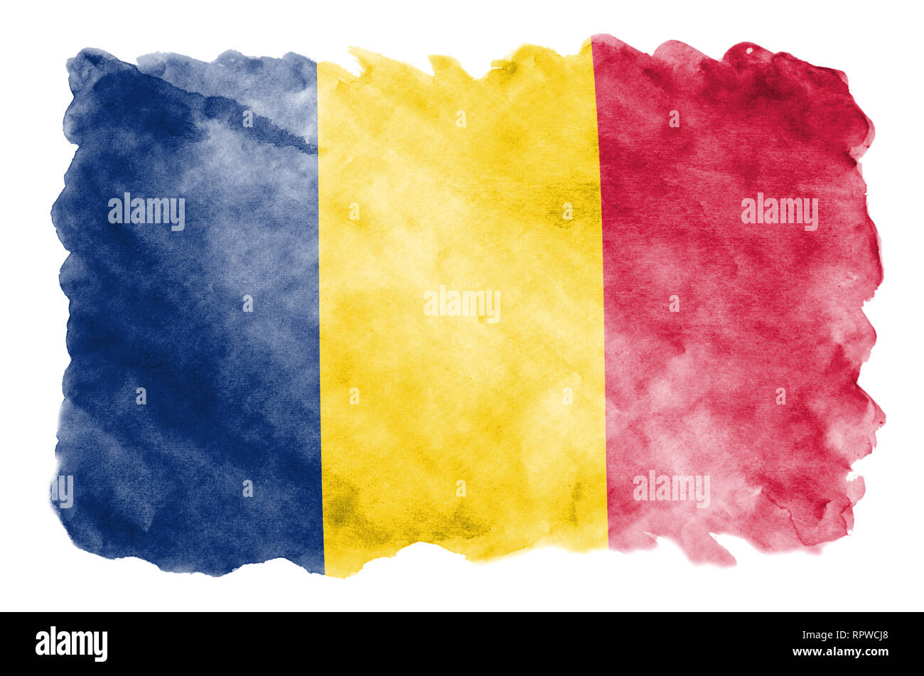 Chad Flag Is Depicted In Liquid Watercolor Style Isolated On White Background Careless Paint Shading With Image Of National Flag Independence Day B Stock Photo Alamy