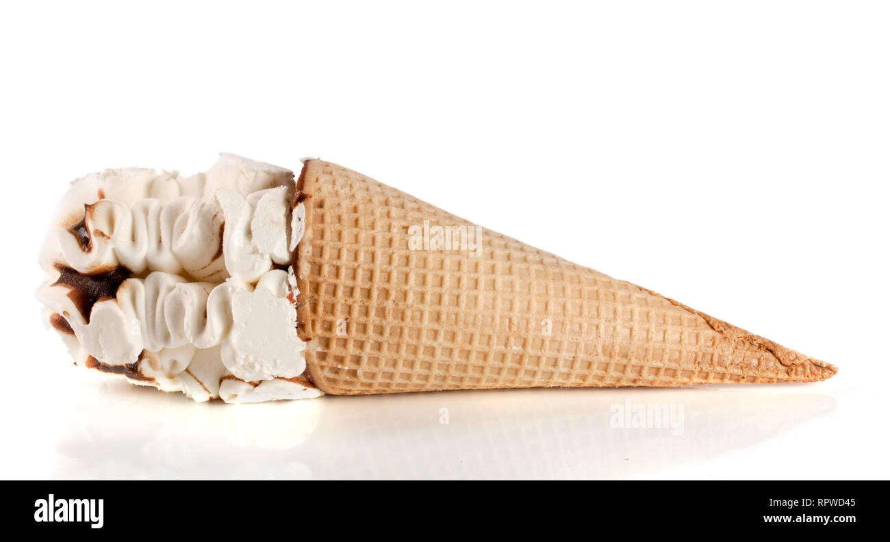 Ice cream cone with caramel isolated on white background Stock Photo ...
