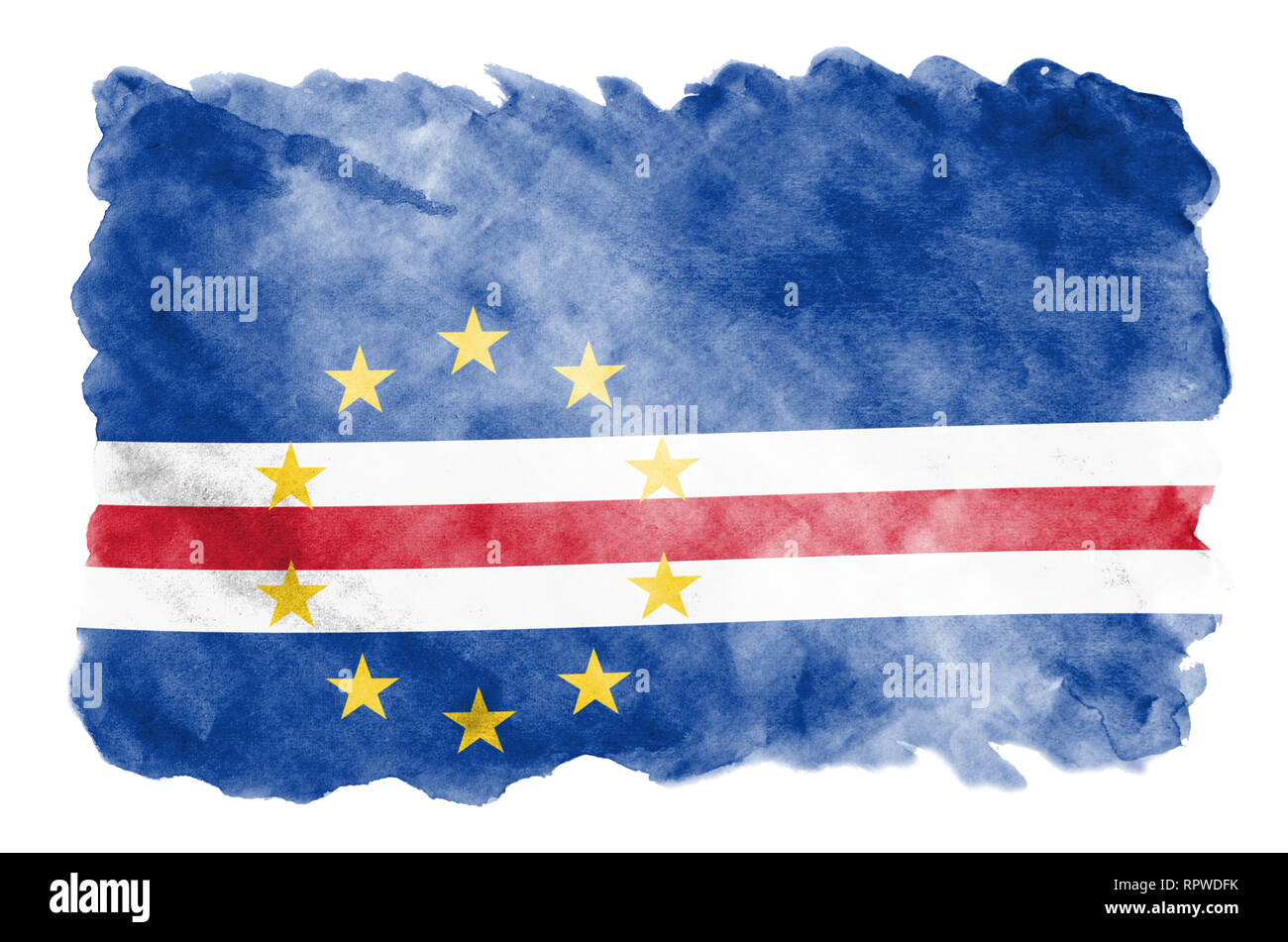 Cabo Verde Flag Is Depicted In Liquid Watercolor Style Isolated On White Background Careless Paint Shading With Image Of National Flag Independence Stock Photo Alamy