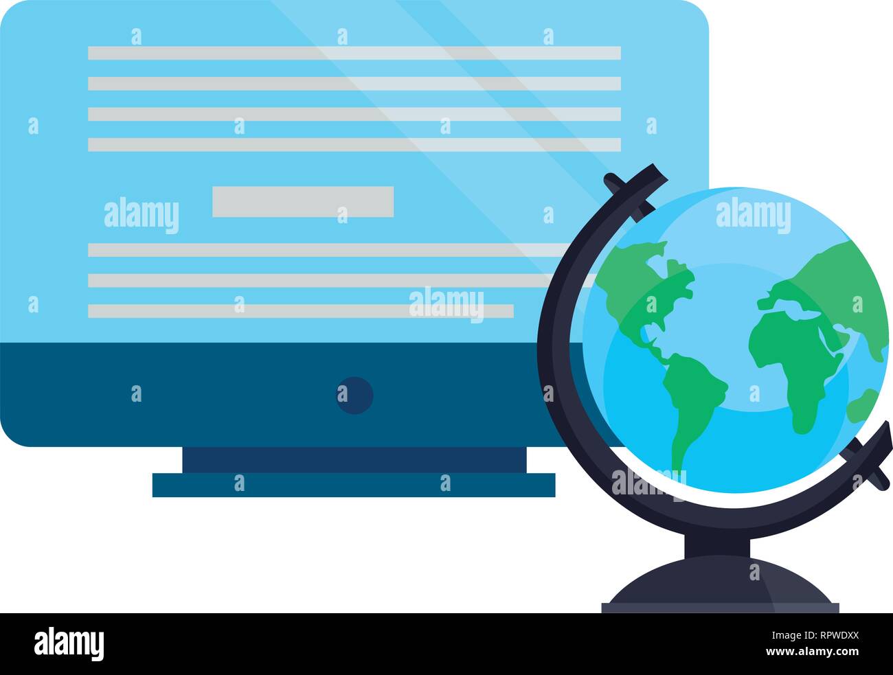 computer global online education school vector illustration Stock ...