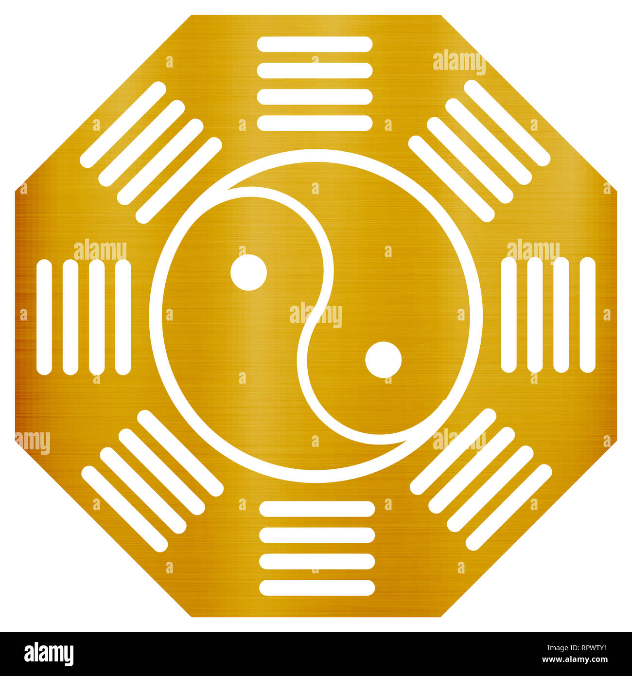pa kua chinese instrument energy yin yang goden metallic illustration Stock Photo