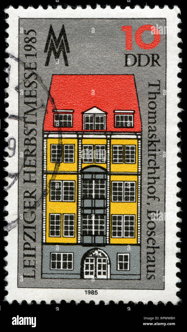 Postmarked stamp from East Germany (DDR)  in the Leipzig Autumn Fair series issued in 1985 Stock Photo
