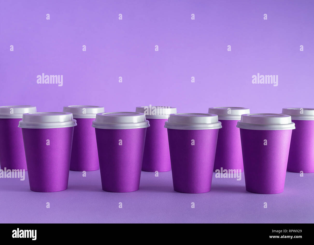 Bulk 48 Ct. Purple Disposable Paper Coffee Cups with Lids & Sleeves