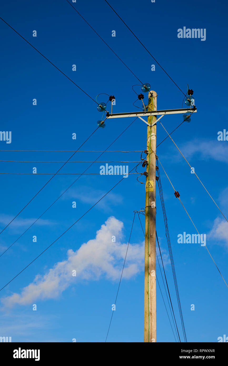 A Utility or telegraph pole. Stock Photo