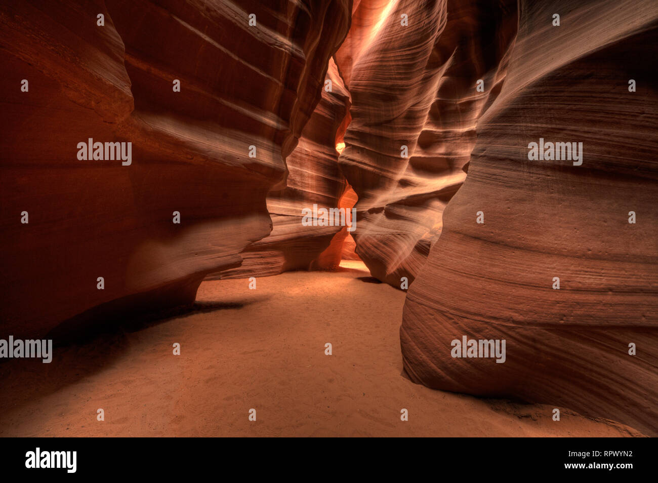 Antelope canyon lights and sandstone in Arizona Stock Photo