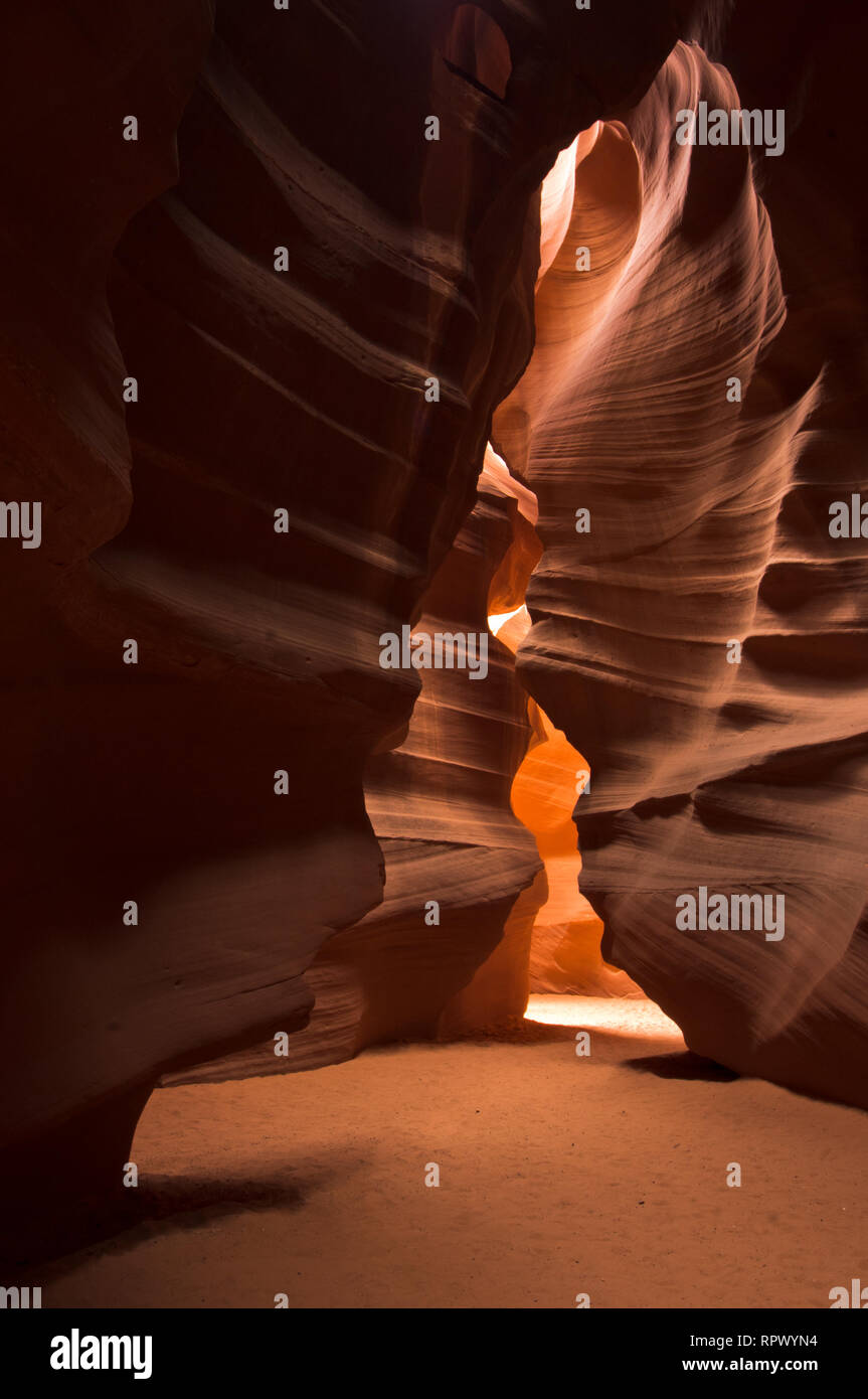 Antelope canyon lights and sandstone in Arizona Stock Photo