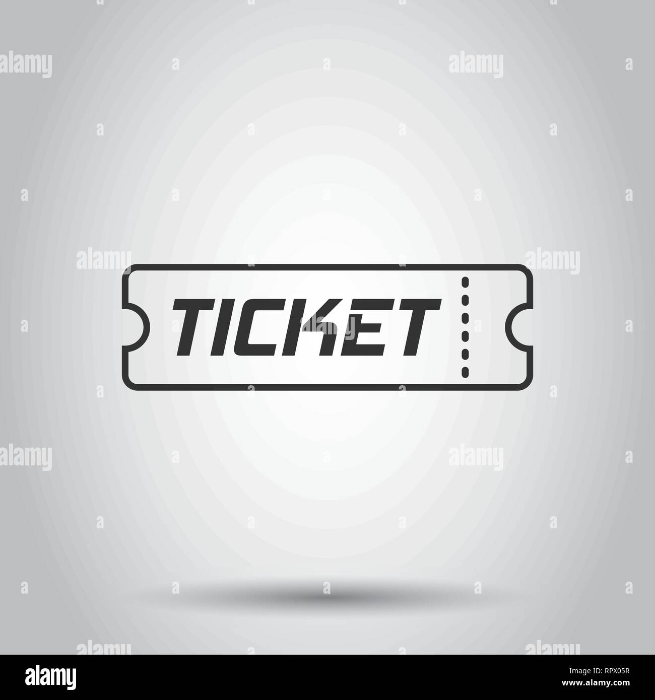 Cinema ticket icon in flat style. Admit one coupon entrance vector ...