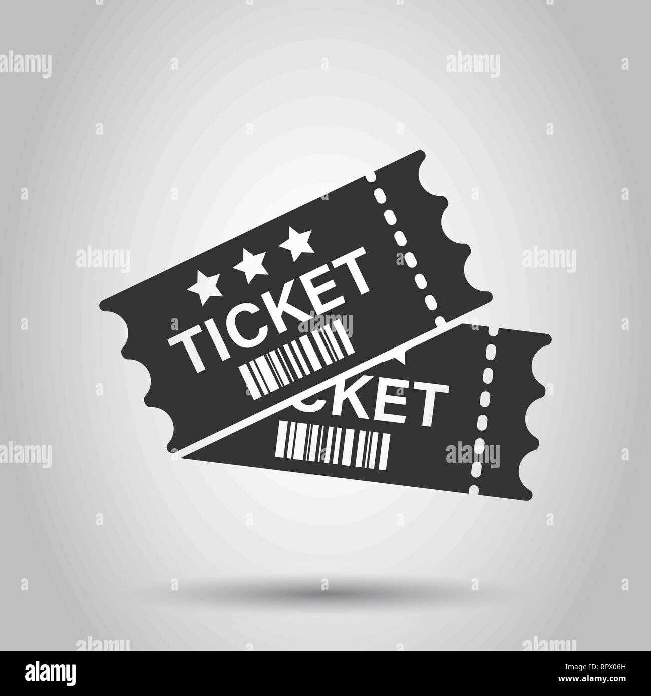 Cinema ticket icon in flat style. Admit one coupon entrance vector ...