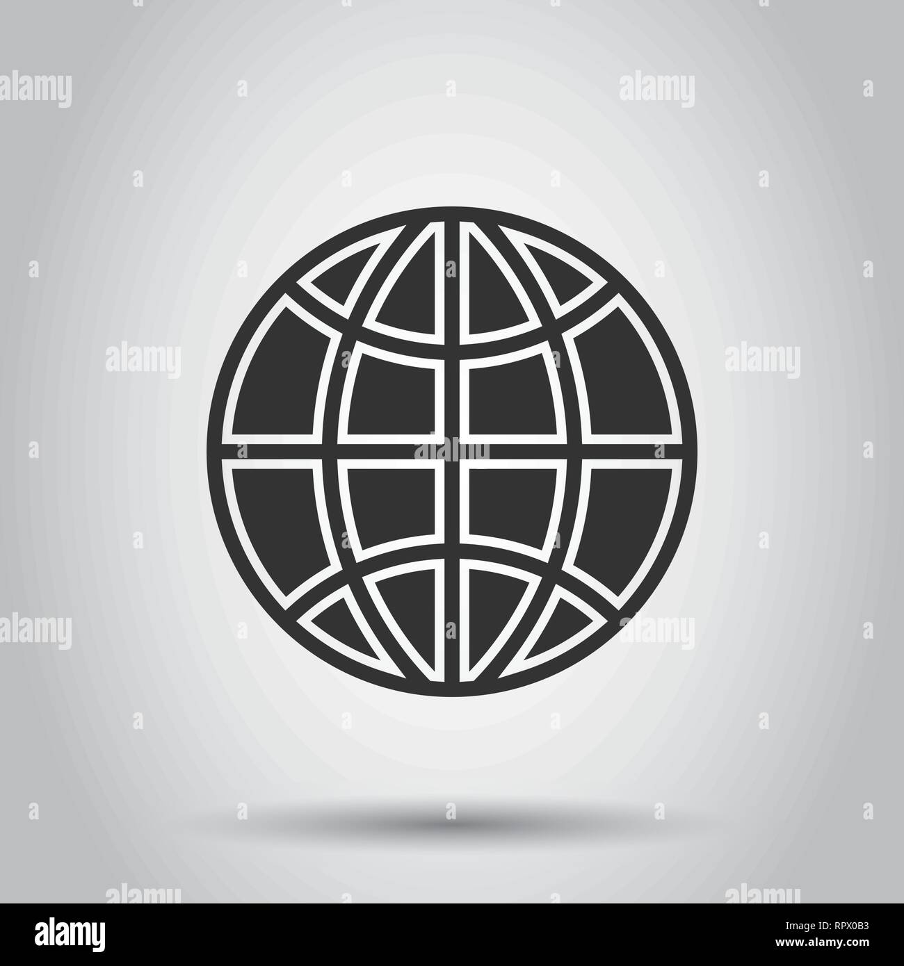 Earth planet icon in flat style. Globe geographic vector illustration ...