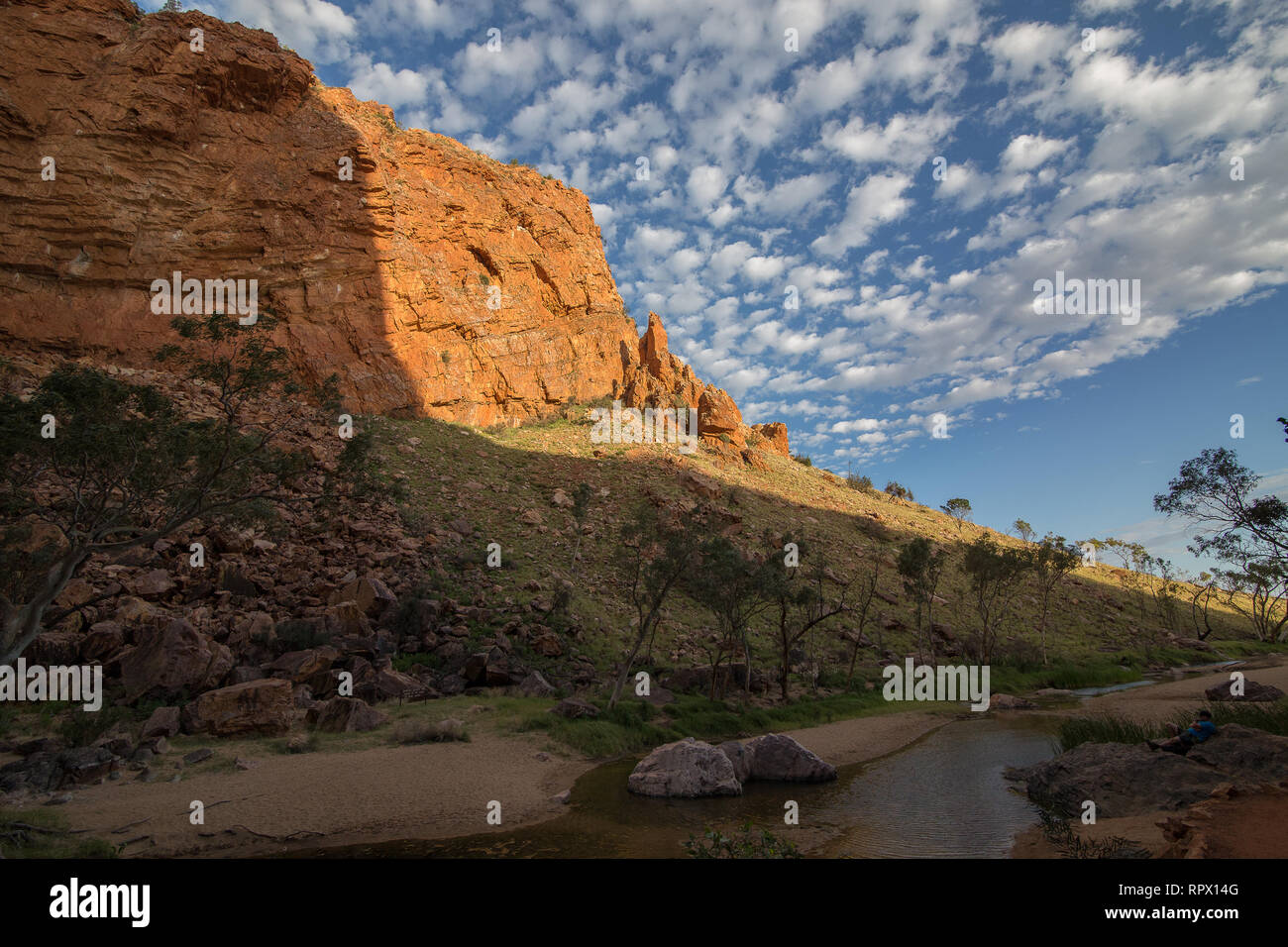 Simpsons Gap (Arrernte: Rungutjirpa) is one of the gaps in the West MacDonnell Ranges in Australia's Northern Territory. west of Alice Springs. Stock Photo