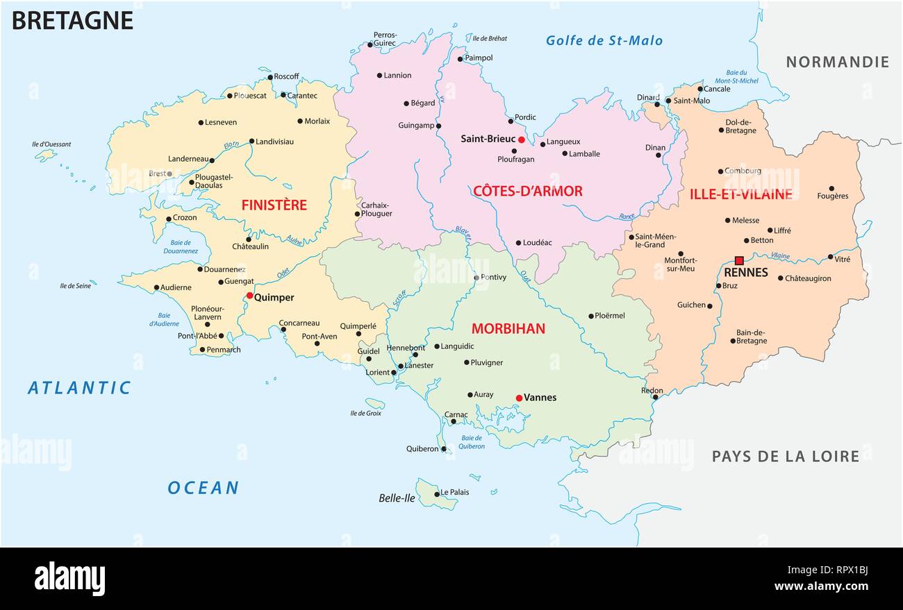 Brittany Administrative And Political Vector Map Stock Vector Image brittany-administrative-and-political-vector-map-stock-vector-image